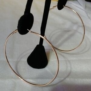 Rose Gold tone 7cm hoop earrings pierced NWT (sku 163)